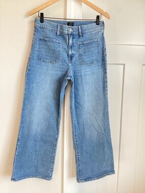 J Crew Cropped Wide-Leg Crop Stretch Patch Pocket Jeans Like-New Size 28